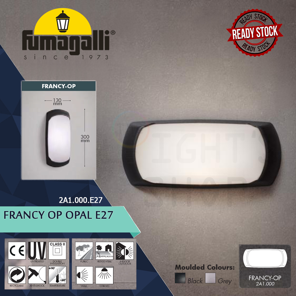 Fumagalli Francy OP Black/Grey Opal E27#Wall Light#Wall Lamp#Lampu Dinding