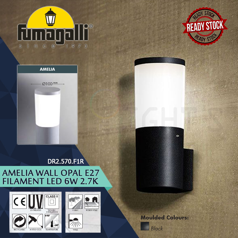 Fumagalli Amelia Wall Black Opal E27 Filament Led 6W 2.7K#Wall Light#Wall Lamp#Lampu Dinding