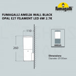Fumagalli Amelia Wall Black Opal E27 Filament Led 6W 2.7K#Wall Light#Wall Lamp#Lampu Dinding