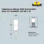 Fumagalli Amelia Spike Black/Grey Opal E27 Filament Led 6W 2.7K#Landscape Light#Garden Spike Lamp#Outdoor Light#Luar
