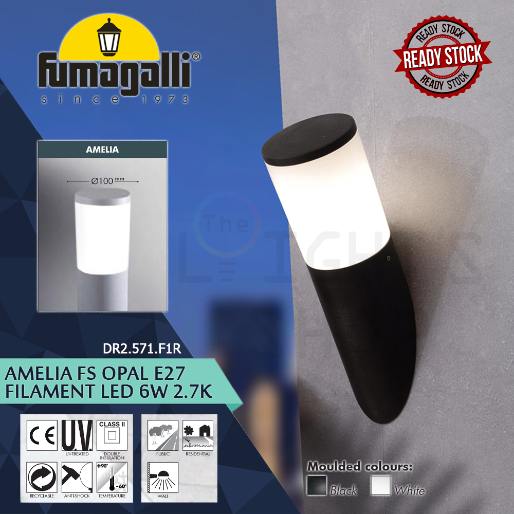 Fumagalli Amelia FS Black/White Opal E27 Filament Led 6W 2.7K#Wall Light#Wall Lamp#Lampu Dinding Fumagalli Amelia FS Black/White Opal E27 Filament Led 6W 2.7K#Wall Light#Wall Lamp#Lampu Dinding