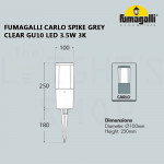 Fumagalli Carlo Spike Grey Clear GU10 Led 3.5W 3K#Landscape Light#Garden Spike Lamp#Outdoor Light#Luar