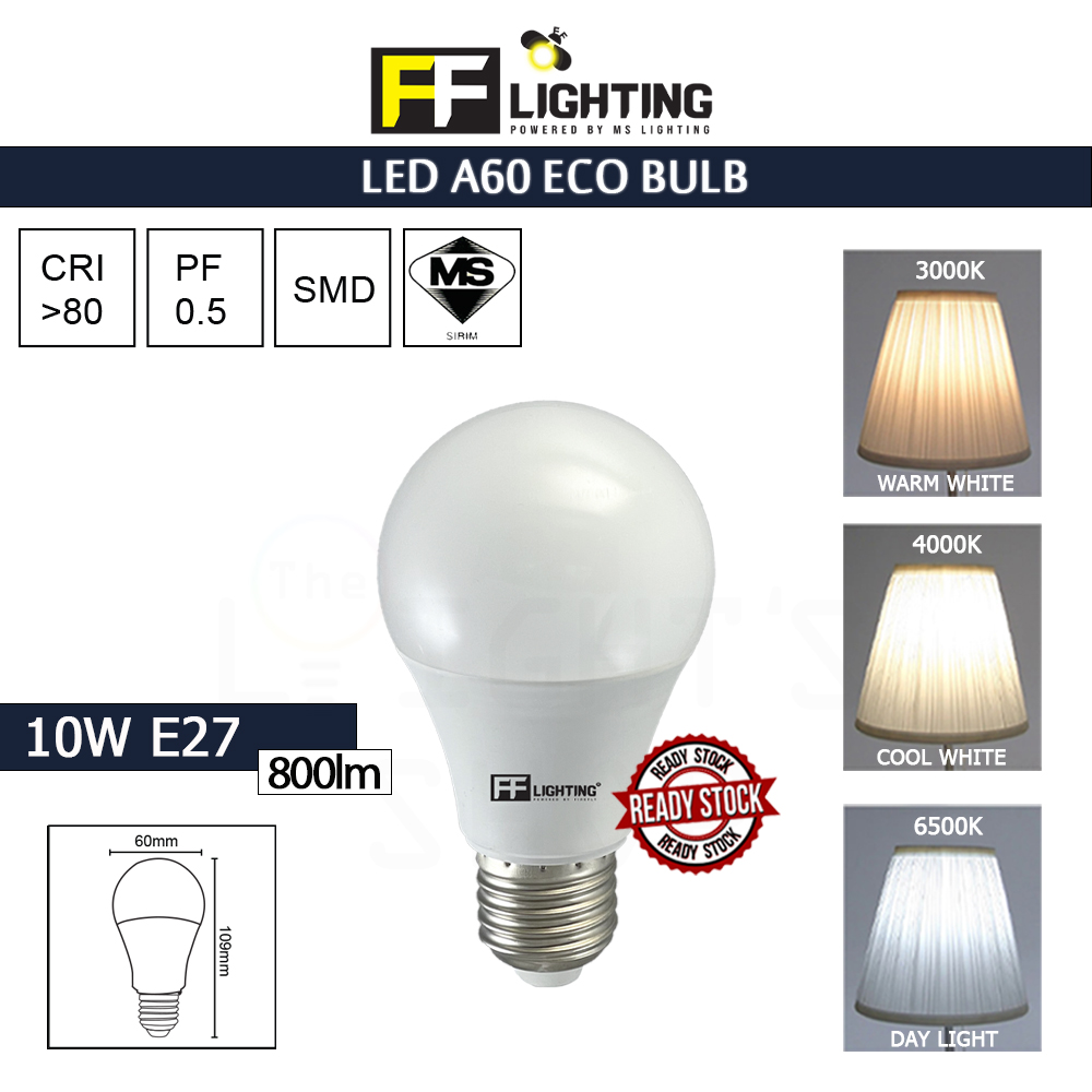 FFL Led A60 Eco Bulb 10W E27 Day Light/Cool White/Warm White#FF Lighting#E27 Bulb#A60 Led Bulb#Led Bulb#Mentol#电灯泡