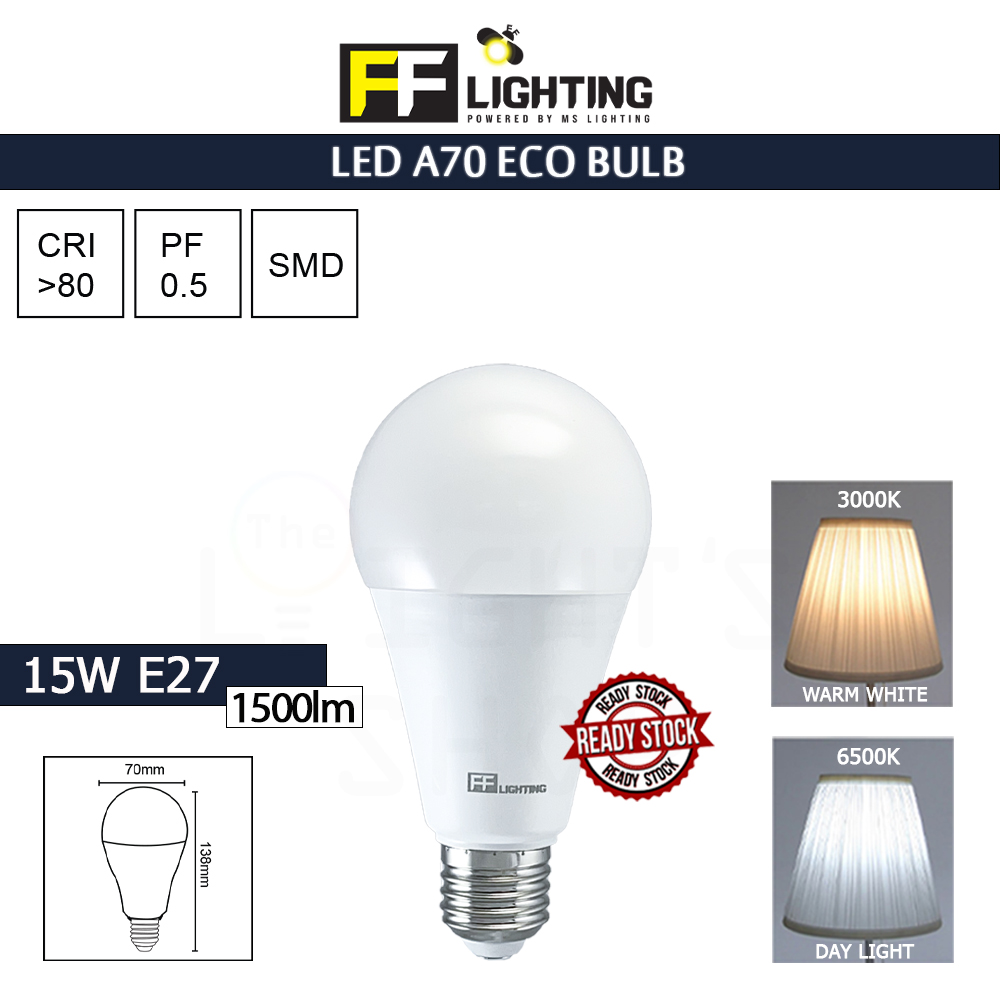 FFL Led A70 Eco Bulb 15W E27 Day Light/Warm White#FF Lighting#E27 Bulb#A70 Led Bulb#Led Bulb#Mentol#电灯泡