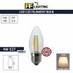 FFL Led Filament Bulb C35 4W E27 Warm White#FF Lighting#E27 Bulb#Edison Bulb#Candle Bulb#Vintage Light#Mentol#电灯泡