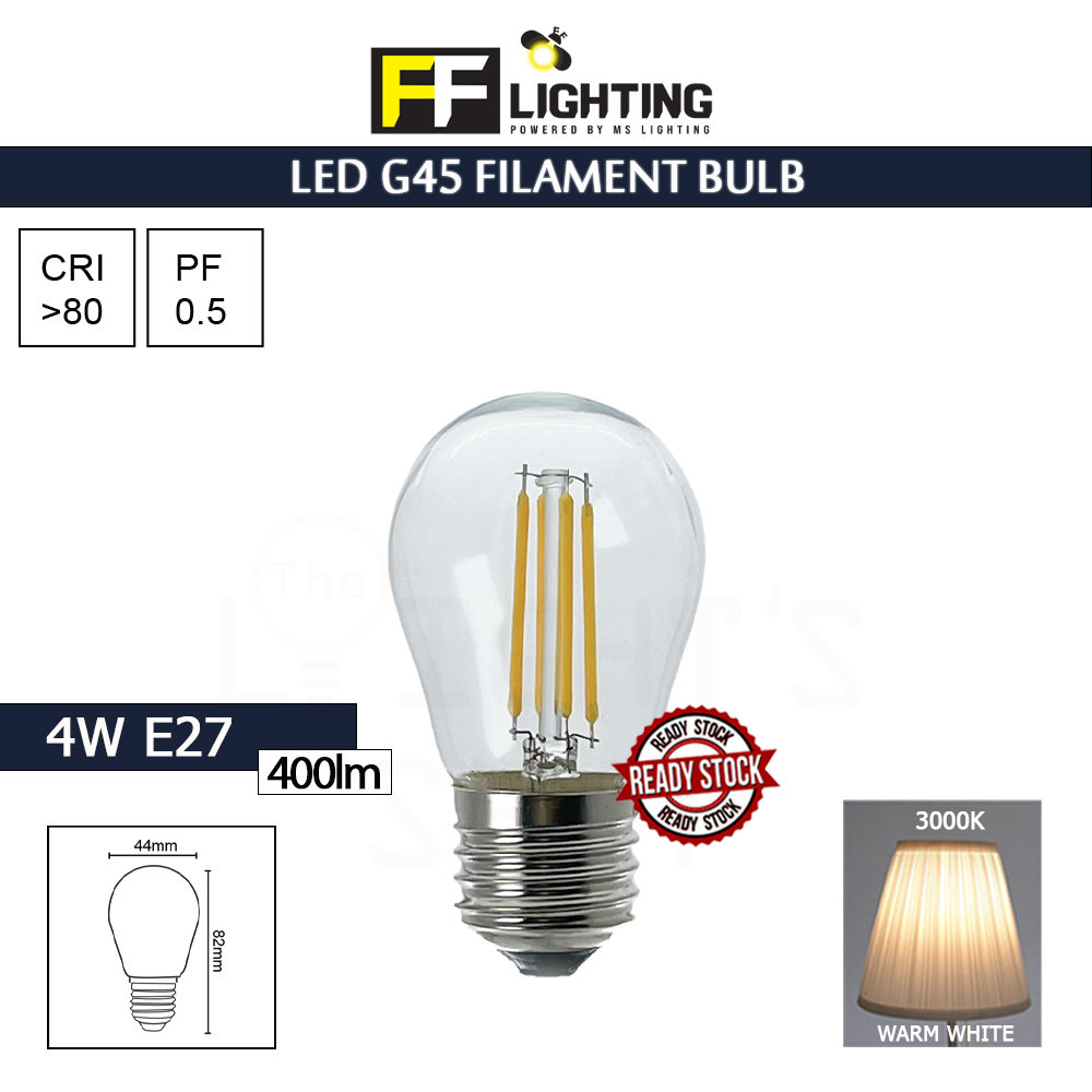 FFL Led Filament Bulb G45 4W E27 Warm White#FF Lighting#E27 Bulb#Edison Bulb#Candle Bulb#Vintage Light#Mentol#电灯泡