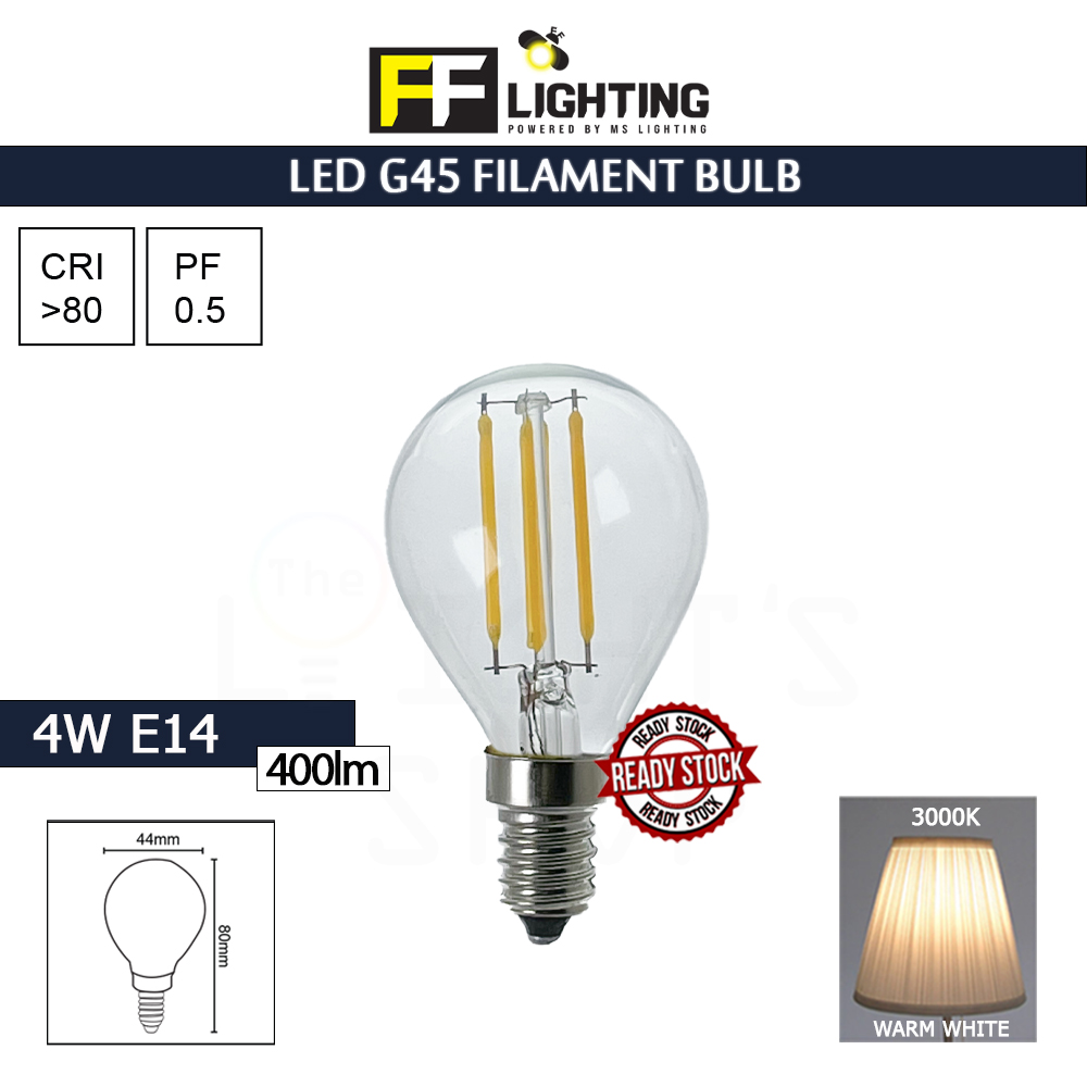 FFL Led Filament Bulb G45 4W E14 Warm White#FF Lighting#E14 Bulb#Edison Bulb#Candle Bulb#Vintage Light#Mentol#电灯泡