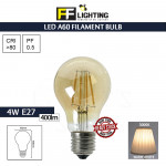 FFL Led Filament Bulb A60 4W E27 Warm White#FF Lighting#E27 Bulb#Edison Bulb#A60 Bulb#Vintage Light#Mentol#电灯泡