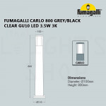 Fumagalli Carlo 800 Grey Clear GU10 Led 3.5W 3K#Landscape Light#Garden Lamp#Outdoor Light#Lampu Luar