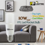 FFL Led Rocket Bulb 10W E27 Day Light/Cool White/Warm White#FF Lighting#E27 Bulb#Stick Bulb#Mentol#电灯泡