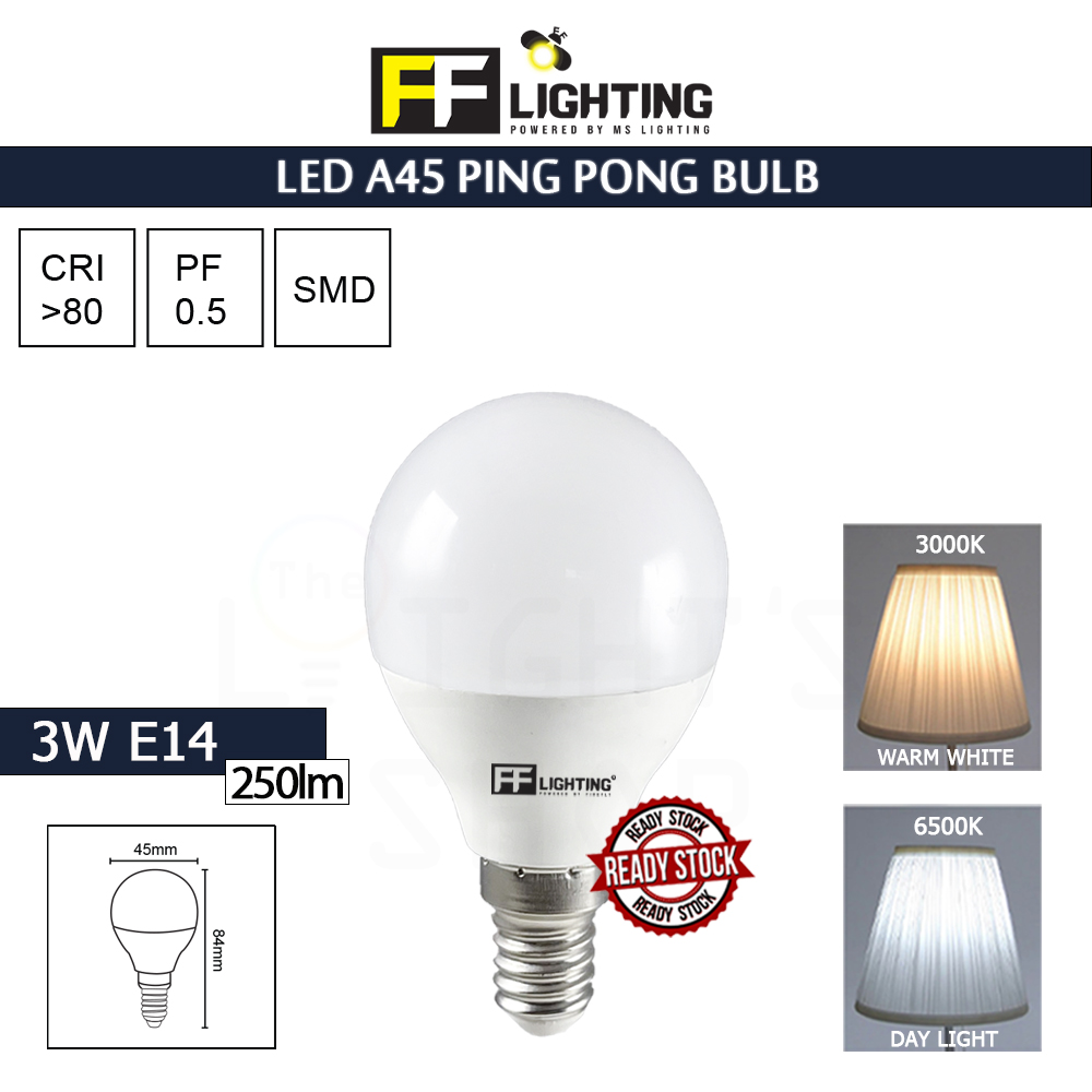 FFL Led A45 Ping Pong Bulb 3W E14 Day Light/Warm White#FF Lighting#E14 Bulb#A45 Led Bulb#A Bulb#Mentol#电灯泡