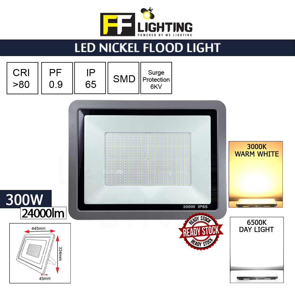 FFL Led Nickel Flood Light 300w Day Light/Warm White#FF Lighting#Outdoor Lighting#Flood Spotlight#Led Flood Light#Lampu