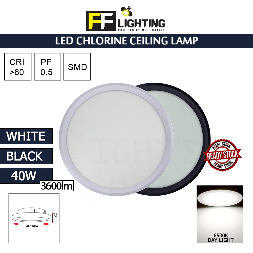 FFL Led Chlorine Ceiling Lamp 40W Black/White Day Light#FF Lighting#Led Ceiling Lamp#Led Ceiling Light#Lampu Siling#吸顶灯