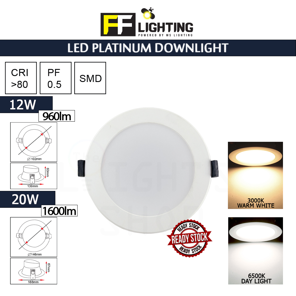 FFL Led Platinum Downlight 12W/20W Day Light/Warm White#FF Lighting#Ceiling Light#Led Downlight#Lampu Siling#吸顶灯