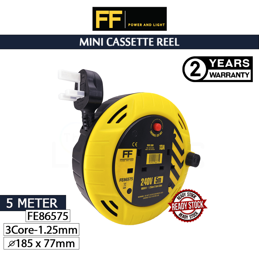 FF Power And Light Mini Cassette Reel 5 Meters FE86575#Wire Cable Reel#Industrial Cable Reel#Extension Wire Cable#电缆卷