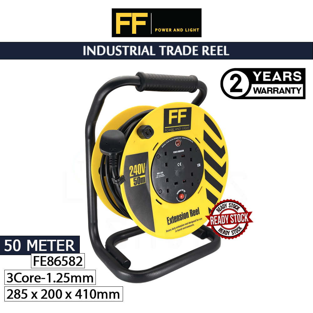 FF Power And Light Industrial Trade Reel 50 Meters FE86582#Wire Cable Reel#Industrial Cable Reel#Extension Wire Cable#电缆卷