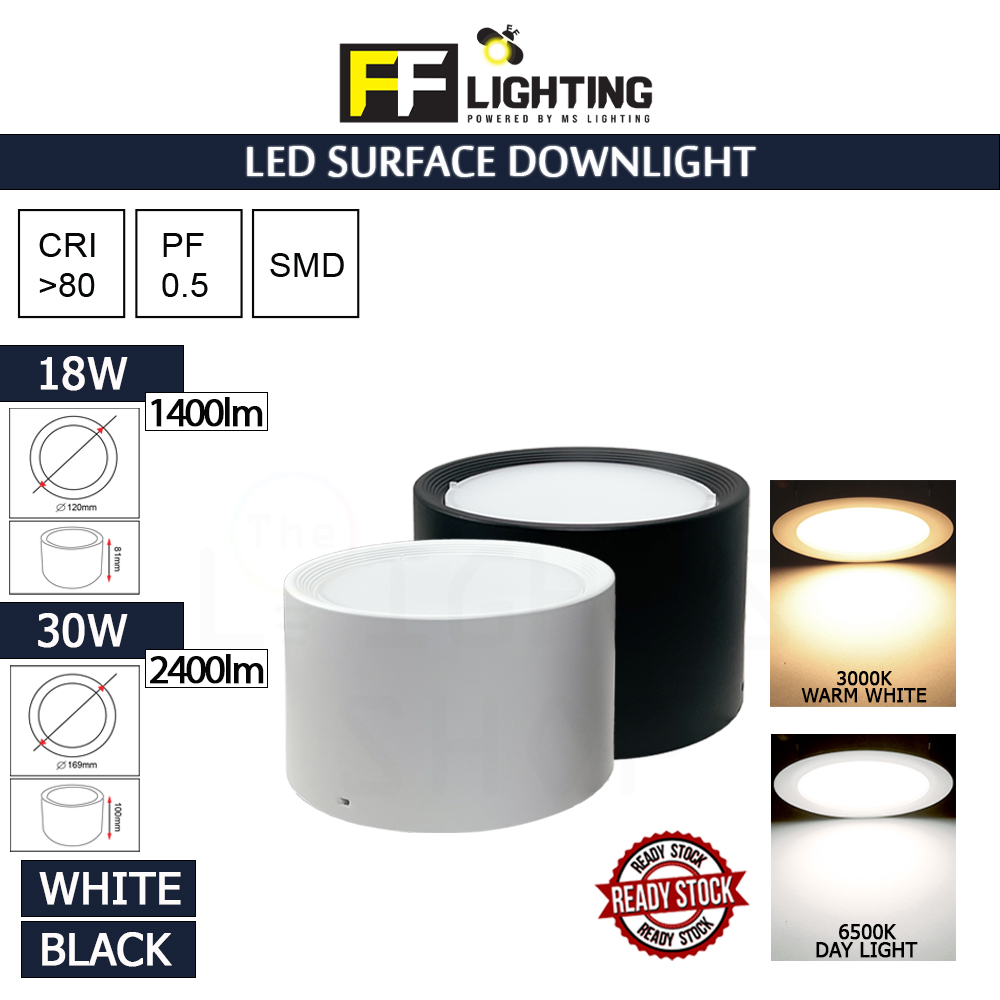 FFL Led Surface Downlight 18W/30W Black/White Day Light/Warm White#FF Lighting#Surface Mounted#Ceiling#Lampu Siling#吸顶灯 FFL Led Surface Downlight 18W/30W Black/White Day Light/Warm White#FF Lighting#Surface Mounted#Ceiling#Lampu Siling#吸顶灯