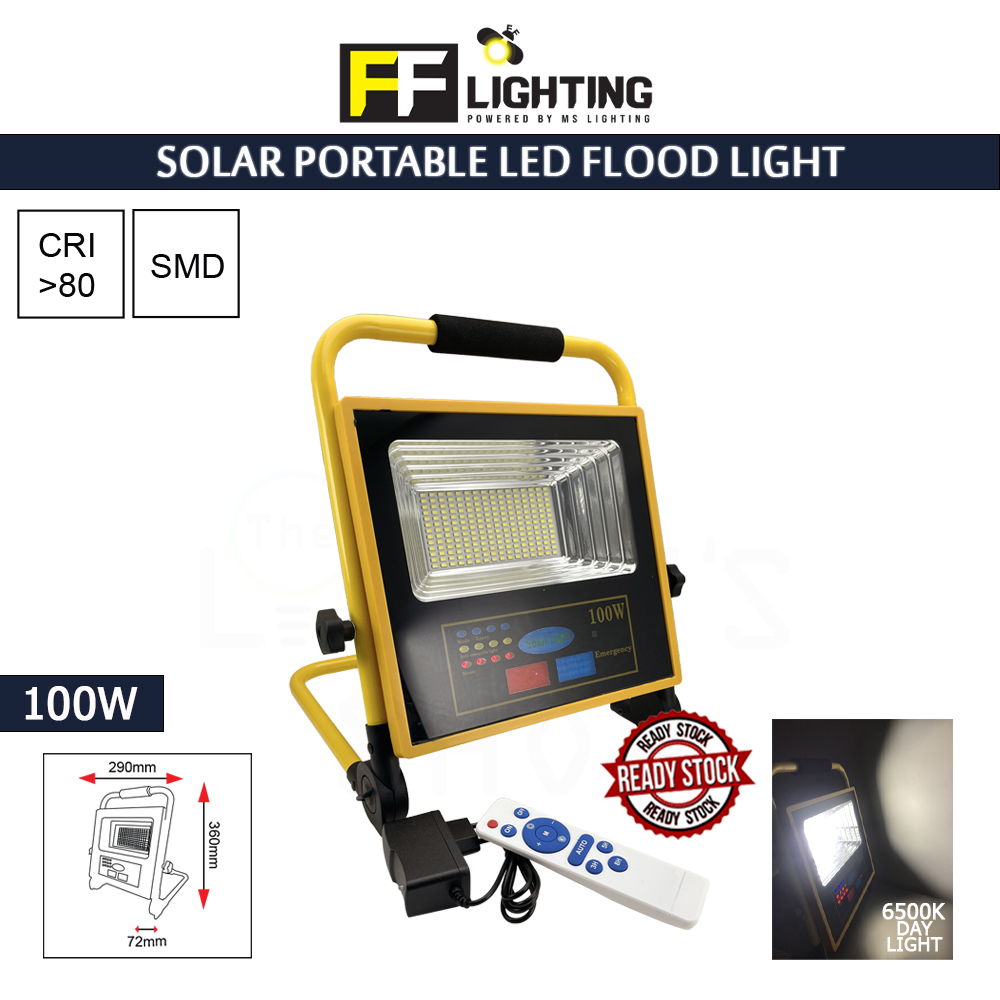 FFL Solar Portable Led Flood Light 100W Day Light#FF Lighting#Solar Light#Outdoor Lighting#Multifunction Light#Lampu#紧急灯