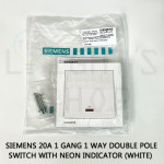 Siemens 20A 1 Gang 1 Way Double Pole Switch With Neon Indicator White 5TA1361-3PC01#DELTA Relfa#Sirim Switch Socket#插座