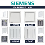 Siemens 10AX 1/2/3/4 Gang 1 Way Switch White 5TA131/2/3/41-3PC01#DELTA Relfa#Sirim Switch Socket#3 Flat Pin Plug#插座