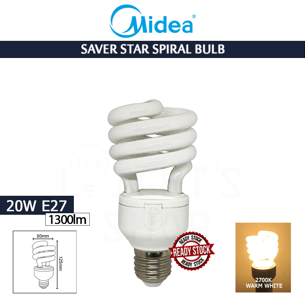 Midea Saver Star Spiral Bulb 20W E27 Warm White#E27 Bulb#Mentol Lampu#电灯泡