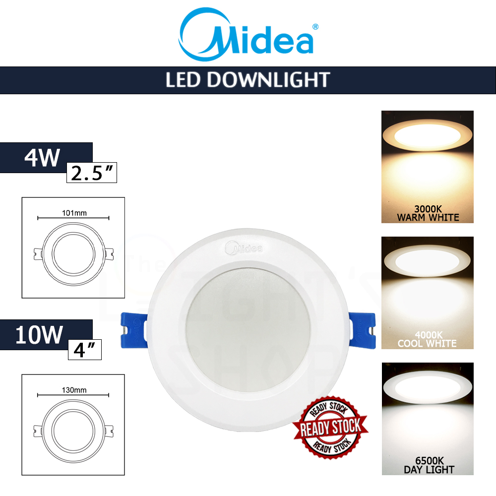 Midea Led Downlight (2.5")/(4") 4W/10W Day Light/Cool White/Warm White#Ceiling Light#Ceiling Lamp#Siling Lampu#吸顶灯