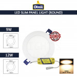 Otali Slim Panel Light 9W/12W Round Warm White#Panel Lamp#Ceiling Light#Ceiling Lamp#Downlight#Lampu Siling#天花板灯