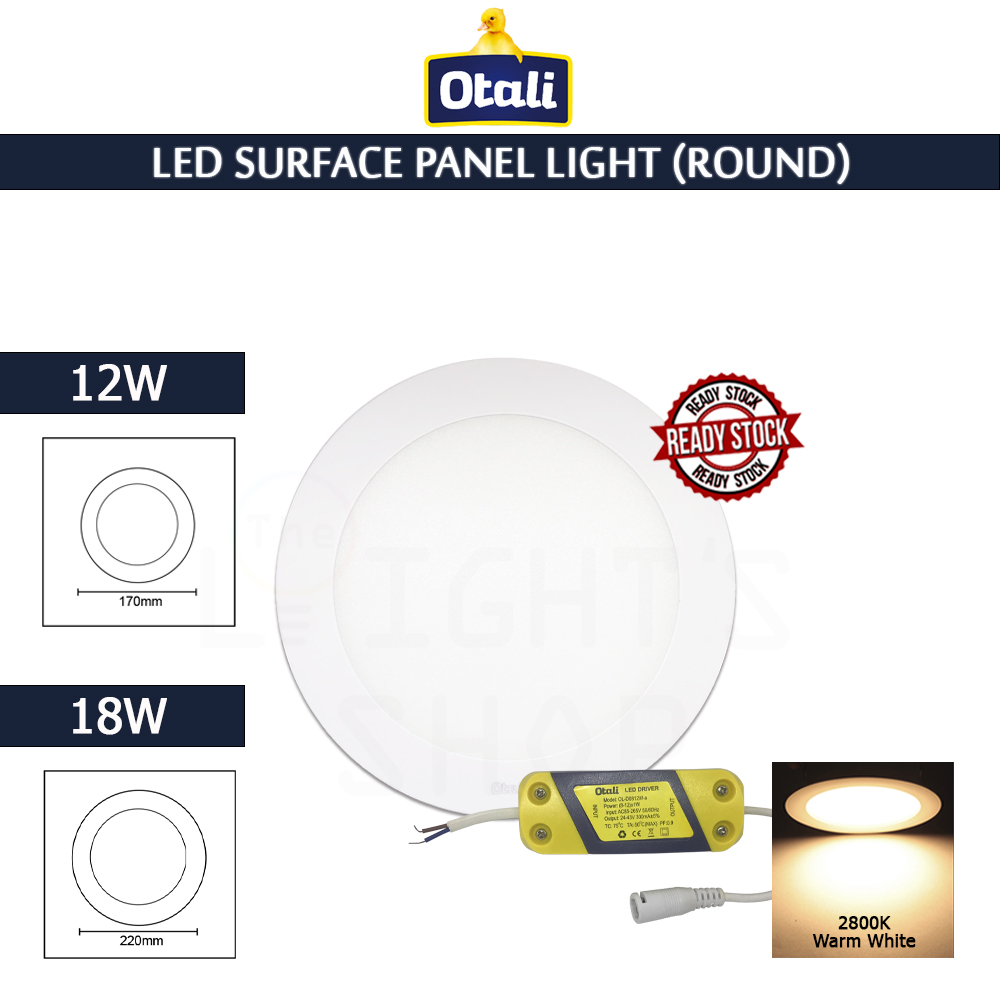 Otali Led Surface Panel Light 12W/18W Round Day Light/Warm White#Led Panel Light#Ceiling Light#Lampu Siling#吸顶灯#天花板灯