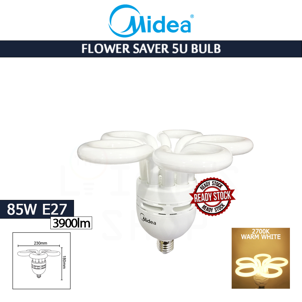 Midea Flower Saver 5U Bulb 85W E27 Warm White#Industry Lamp#Mentol Lingkaran#Lampu Kilang#Lampu Studio#Mentol#电灯泡 Midea Flower Saver 5U Bulb 85W E27 Warm White#Industry Lamp#Mentol Lingkaran#Lampu Kilang#Lampu Studio#Mentol#电灯泡