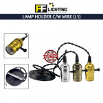 FFL Lamp Holder E27 C/W Wire (L1) Gold/Copper/Silver#FF Lighting#Hanging Light Holder#Pendant#Ceiling Holder#E27 Bulb