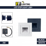 FFL Led Step Light L901 3W Black/White Warm White#FF Lighting#Wall Recessed#Indoor Stairs Lamp#Ground Footlight#Lampu#梯灯