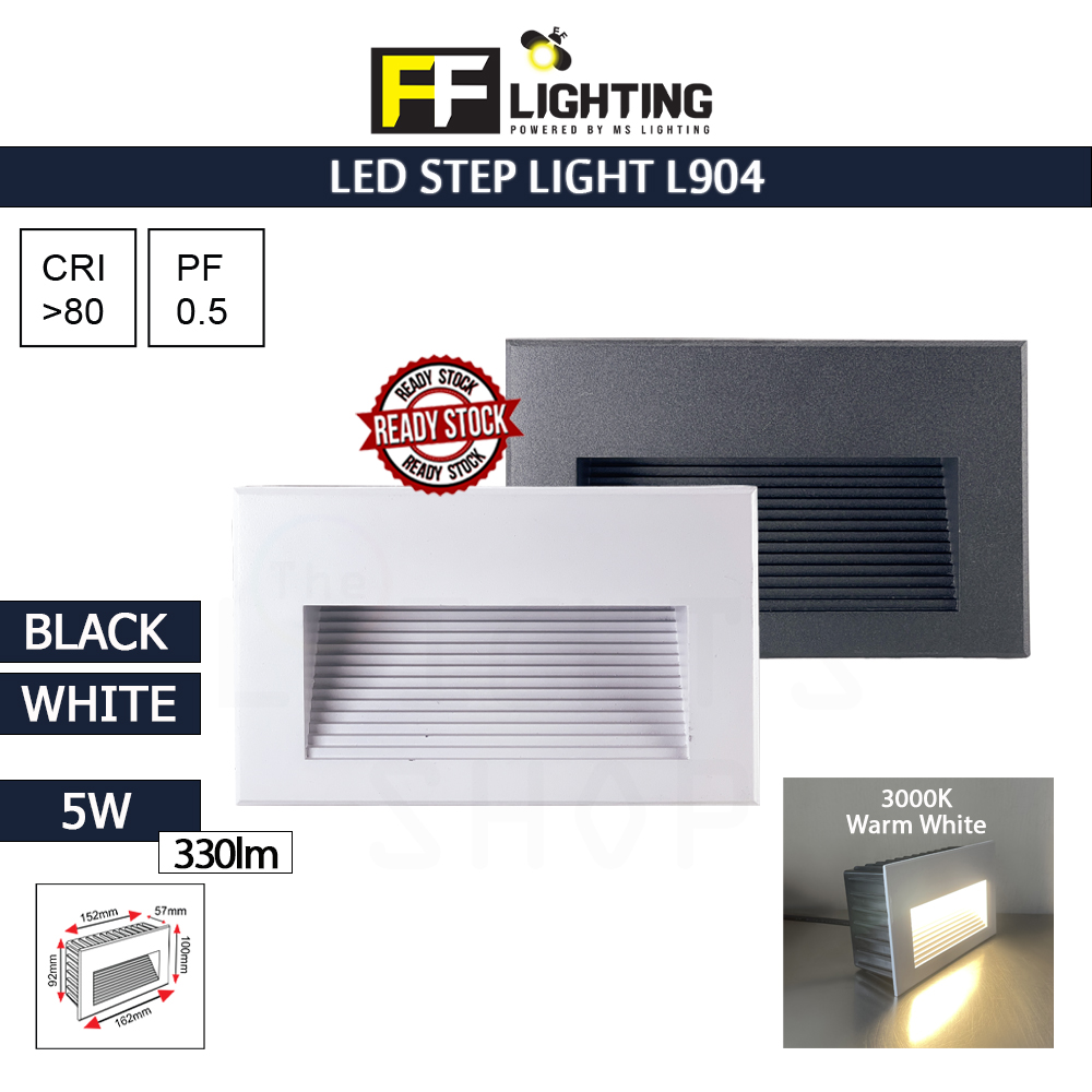 FFL Led Step Light L904 5W Black/White Warm White#FF Lighting#Wall Recessed#Indoor Stairs Lamp#Ground Footlight#Lampu#梯灯