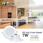 FFL Led 3 Color Eyeball 7W Day Light/Cool White/Warm White#FF Lighting#Spotlight#Downlight#Ceiling Light#Lampu Siling#灯