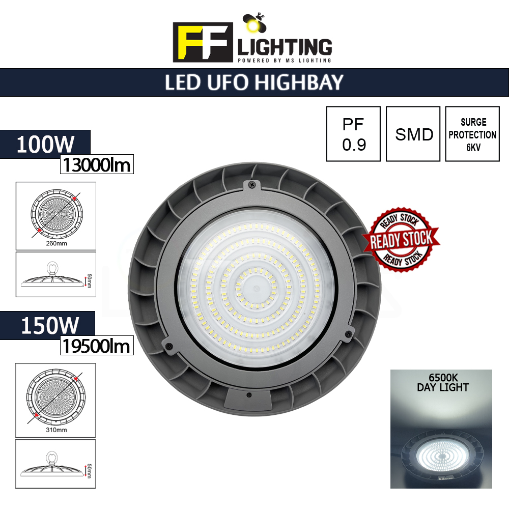 FFL Led Ufo Highbay 100W/150W Day Light#FF Lighting#Warehouse Industrial Lamp#Workshop Light#Ceiling Light#Lampu Gudang