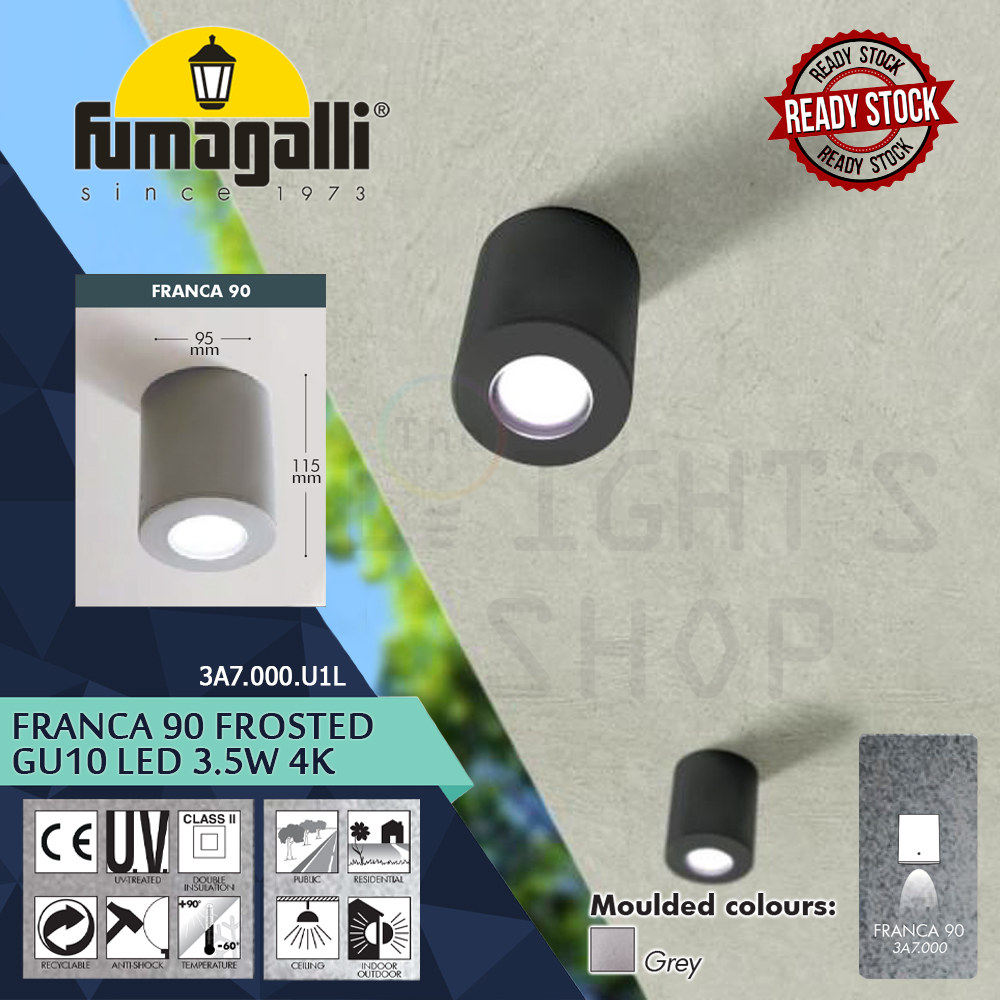 Fumagalli Franca 90 Grey Frosted GU10 LED 3.5W 4K#Ceiling Light#Ceiling Lamp#Downlight#Lampu Siling Fumagalli Franca 90 Grey Frosted GU10 LED 3.5W 4K#Ceiling Light#Ceiling Lamp#Downlight#Lampu Siling