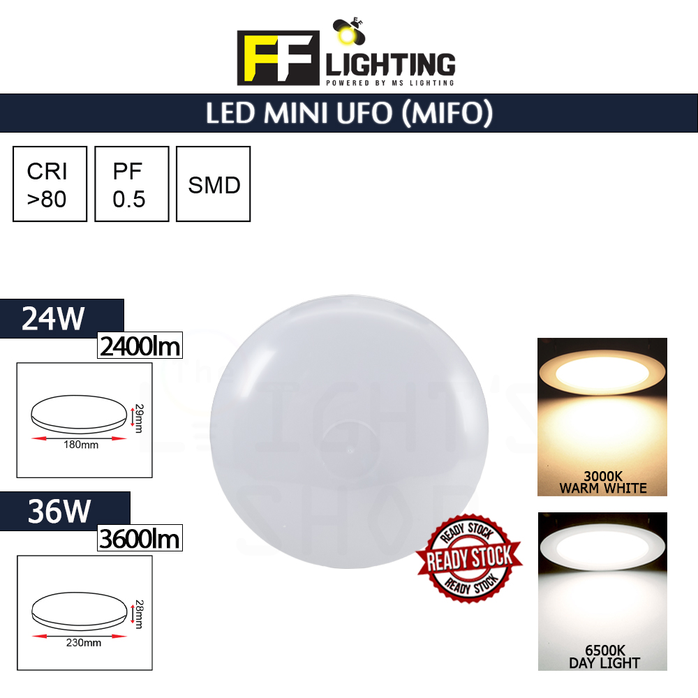 FFL Led Mini Ufo (Mifo) 24W/36W Day Light/Warm White#FF Lighting#Ceiling Light#Downlight#Lampu Hiasan#Lampu Siling#吸顶灯