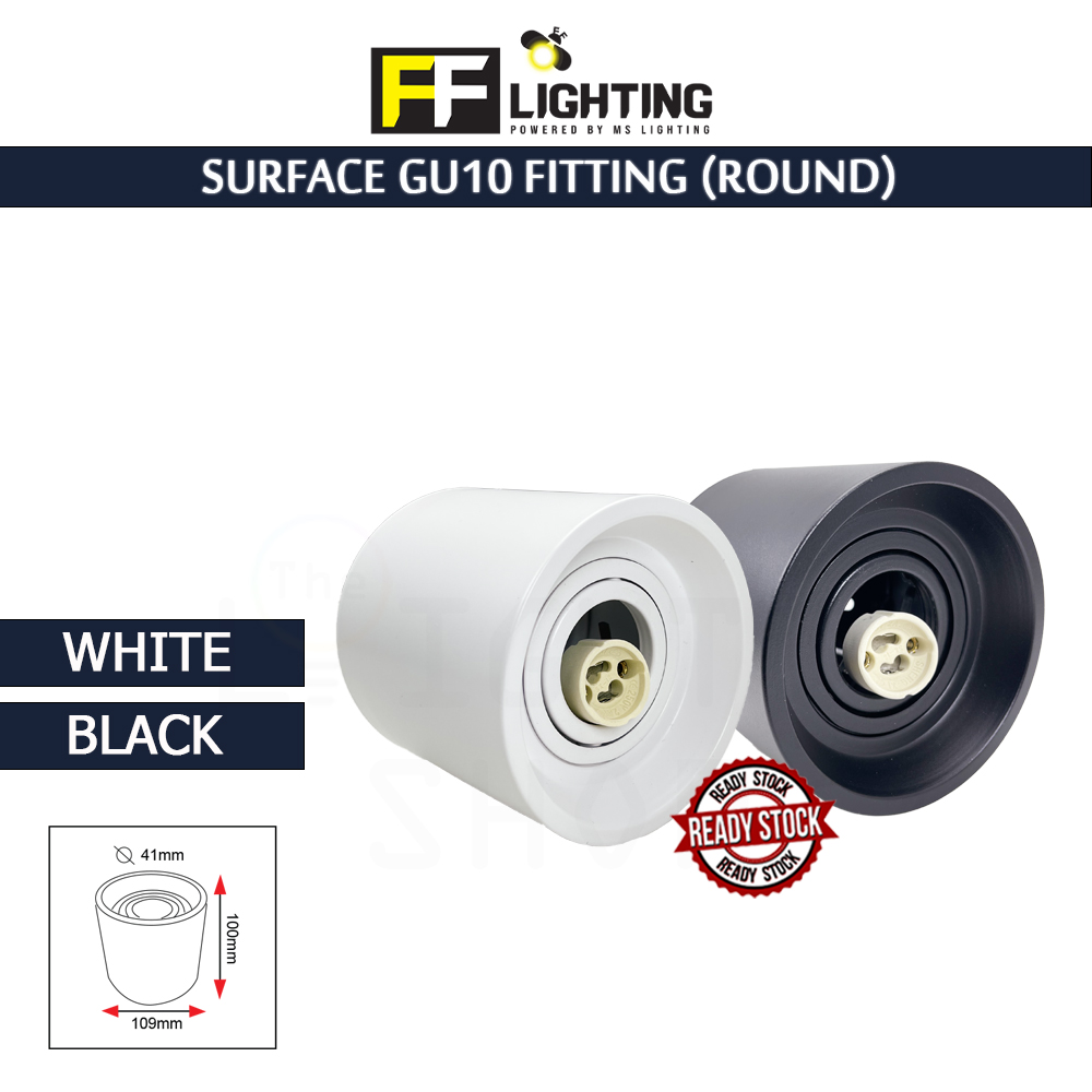 FFL Surface GU10 Fitting Round Black/White#FF Lighting#GU10 Holder#Casing Frame#Downlight Housing#Spotlight Fitting