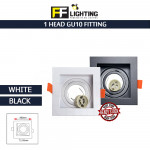 FFL 1 Head GU10 Fitting Black/White#FF Lighting#GU10 Holder#Casing Frame#Eyeball Downlight Housing#Spotlight Fitting