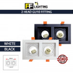 FFL 2 Head GU10 Fitting Black/White#FF Lighting#GU10 Holder#Casing Frame#Eyeball Downlight Housing#Spotlight Fitting