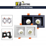 FFL 2 Head GU10 Fitting Black/White#FF Lighting#GU10 Holder#Casing Frame#Eyeball Downlight Housing#Spotlight Fitting