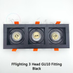 FFL 3 Head GU10 Fitting Black/White#FF Lighting#GU10 Holder#Casing Frame#Eyeball Downlight Housing#Spotlight Fitting