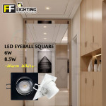 FFL Led Eyeball 6W/8.5W Square White/Black Warm White S2#FF Lighting#Spotlight#Downlight#Ceiling Light#Lampu Siling#灯