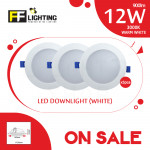 [Special Sales] FFL Led Downlight 12W White/Silver Warm White X3pcs#FF Lighting#Ceiling Light#Lampu Siling#吸顶灯