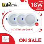 [Special Sales] FFL Led Downlight 18W White/Silver Warm White X3pcs#FF Lighting#Ceiling Light#Lampu Siling#吸顶灯