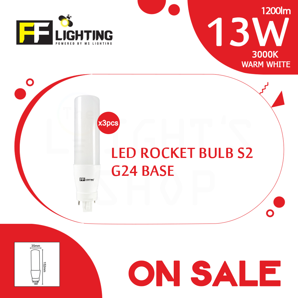 [Special Sales] FFL Led Rocket Bulb (Series 2) 13W G24 Warm White X3pcs#FF Lighting#G24 Bulb#Stick Bulb#Mentol Lampu#电灯泡