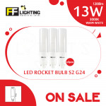 [Special Sales] FFL Led Rocket Bulb (Series 2) 13W G24 Warm White X3pcs#FF Lighting#G24 Bulb#Stick Bulb#Mentol Lampu#电灯泡