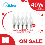 [Special Sales] Midea Tailed Candle Bulb CA35 40W E14 Clear Warm White X5pcs#Incandescent Bulb#E14 Bulb#Mentol Lampu#灯泡