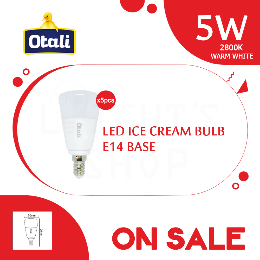 [Special Sales] Otali Led Ice Cream Bulb 5W E14 Warm White X5pcs#Led Bulb#Corn Bulb#E14 Bulb#Mentol Lampu#电灯泡