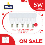 [Special Sales] Otali Led Ice Cream Bulb 5W E14 Warm White X5pcs#Led Bulb#Corn Bulb#E14 Bulb#Mentol Lampu#电灯泡