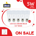 [Special Sales] Otali Led Ice Cream Bulb 5W E27 Day Light X5pcs#Led Bulb#Corn Bulb#E27 Bulb#Mentol Lampu#电灯泡